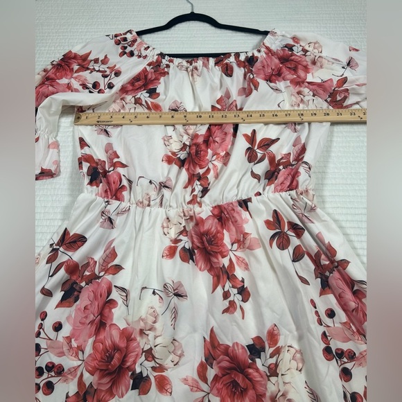 Floral Off-Shoulder Dress in Pink and White Size 2XL (fits like an XL) - Picture 5 of 8